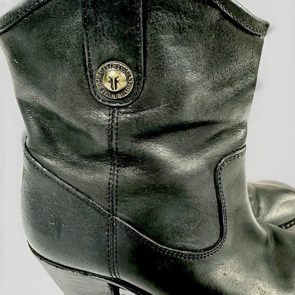 Frye Jackie Button Short Boots Womens 6 B Black Leather Western Ankle Cowboy